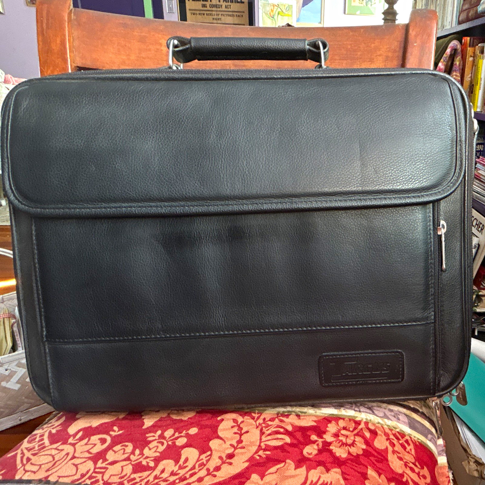 Targus Black Leather Laptop Briefcase Padded Partitions CLN5 990805