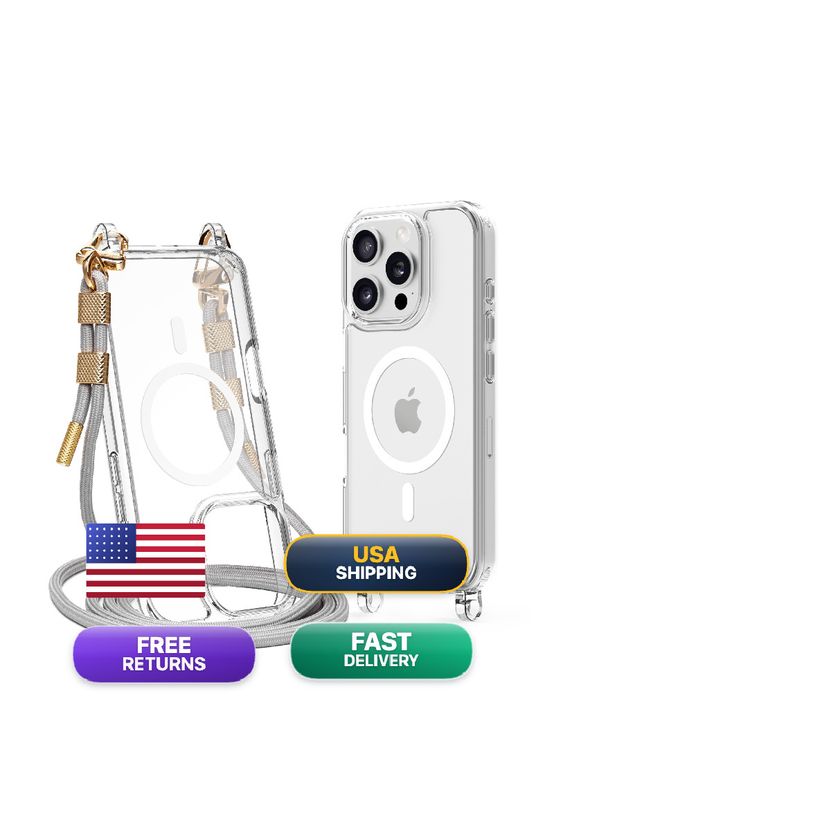 Lawonda Magnetic Clear Case Compatible Iphone 16 Pro Case Crossbody Anti Lost