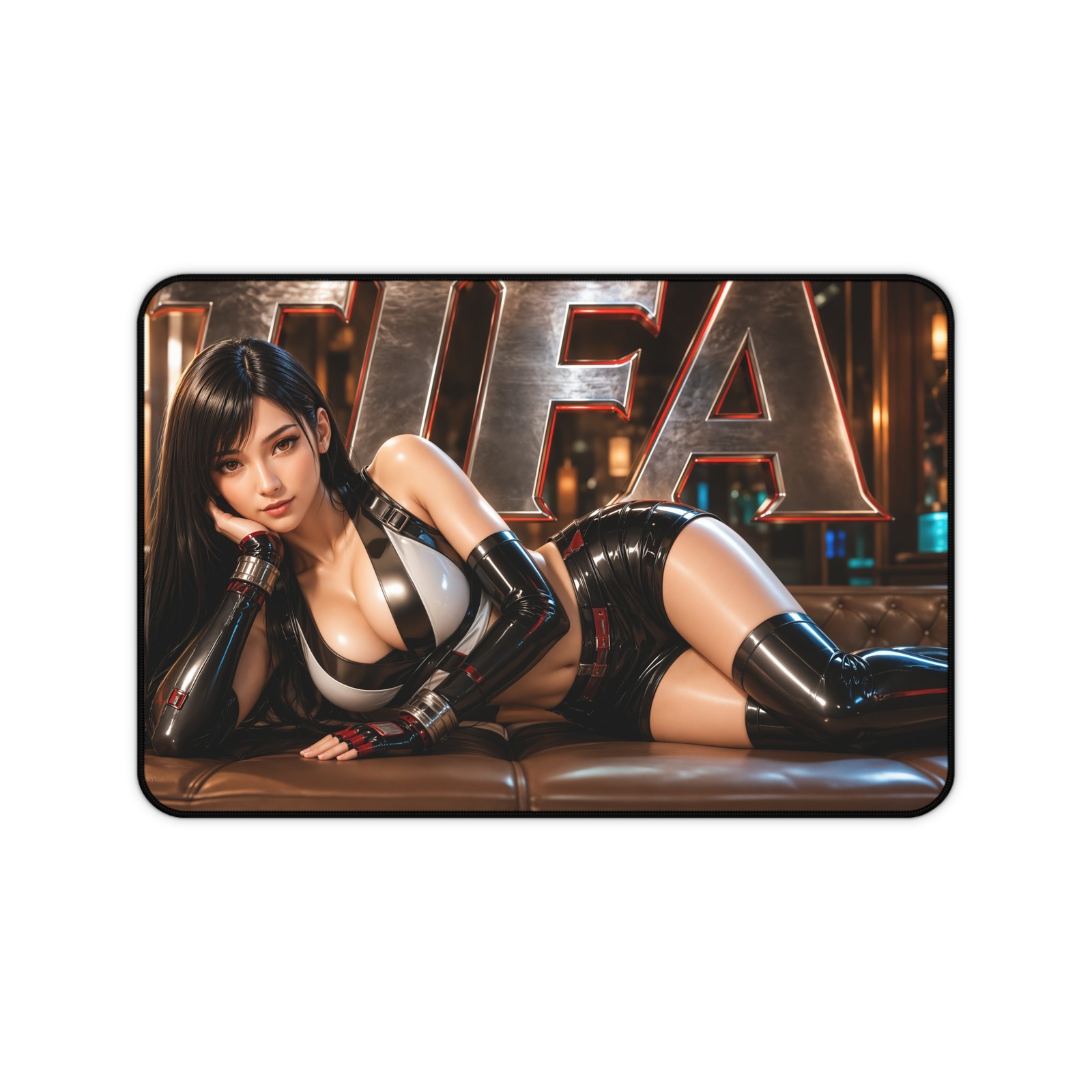 Neoprene Desk Mat Featuring Tifa Lockhart, Mouse Pad and Workstation Accessory