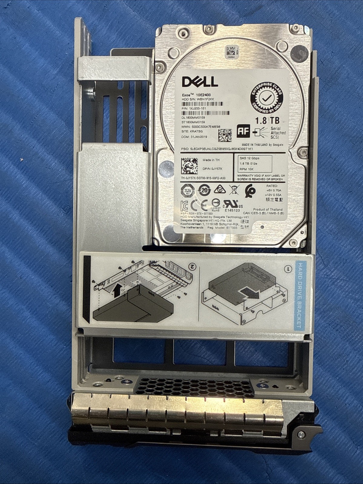 Dell 1.8TB 12G 10K SAS Hard Drive W/3.5in Caddie for PowerEdge Server