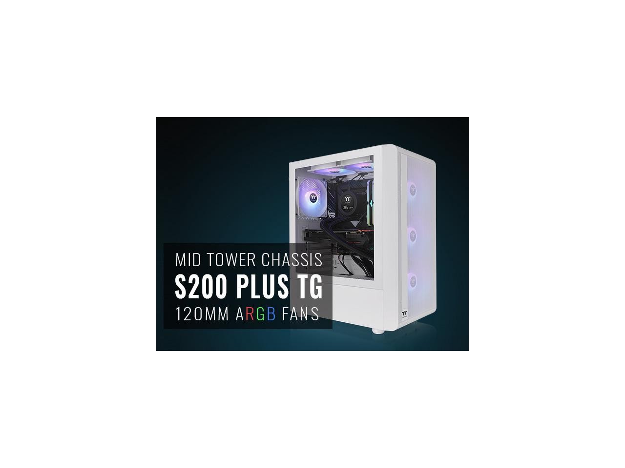 Thermaltake S200 Plus TG ARGB Mid Tower Chassis (ca-1x2-00m6wn-01)