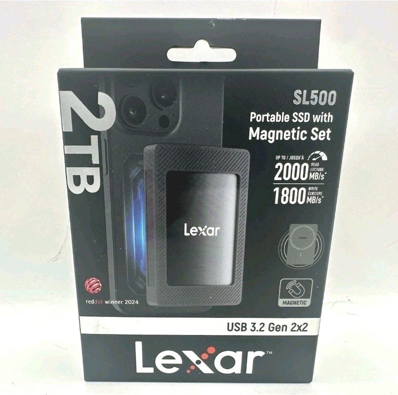 LEXAR SL500 2TB PORTABLE SSD WITH MAGNETIC SET- BRAND NEW SEALED