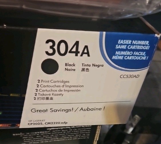 (Set 3) HP 304A Orig LaserJet Toners - Black (CC530A)  New Sealed & 1 open