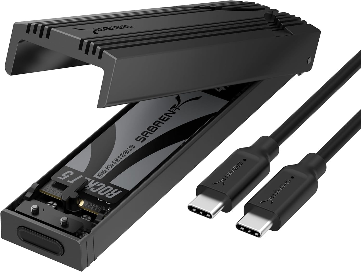 Charcoal SABRENT USB C NVMe SSD Enclosure M2 PCIe Reader 10Gbps NVMe SSD