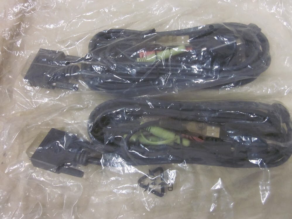 Pair of KVM Cable USB A-B Stereo Audio Microphone Speakers 6ft - New
