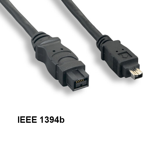 3 Feet IEEE-1394b 9 Pin to 4 Pin Cable Male Firewire 30AWG 400Mbps iLINK DV PC