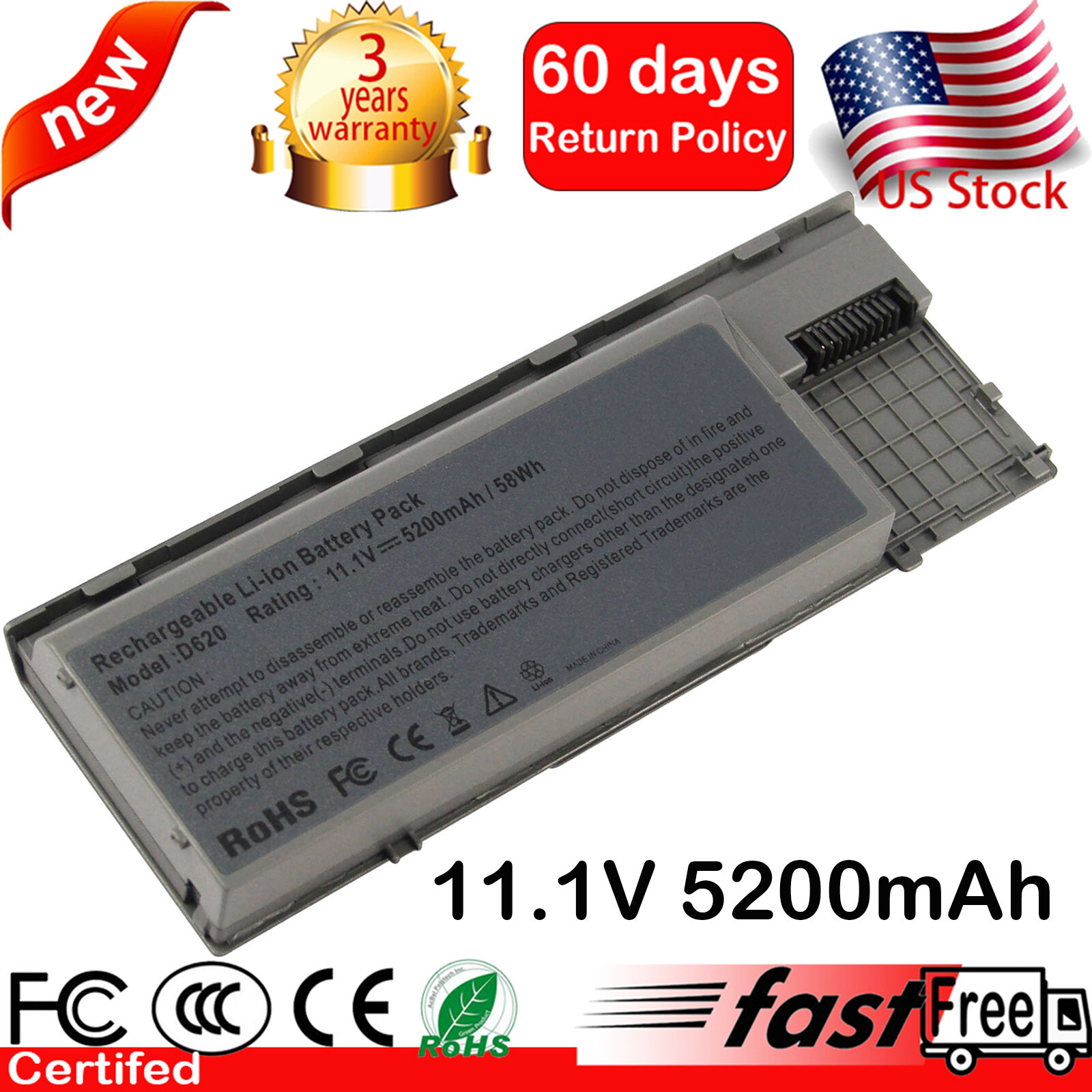 D620 Battery for Dell Latitude D630 D631 D640 M2300 TYPE PC764 TC030 5200mAh