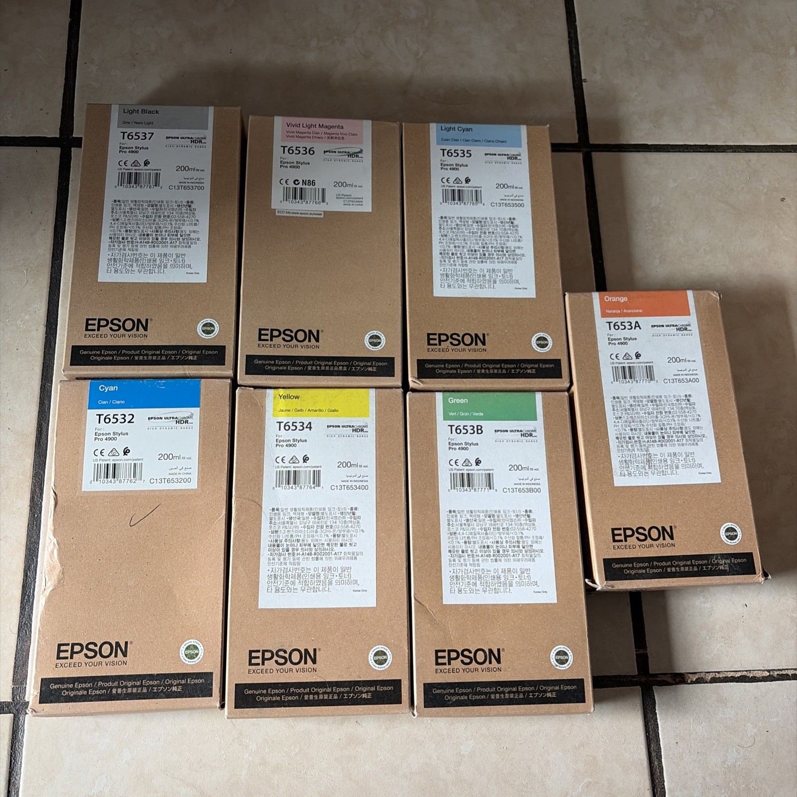 GENUINE EPSON T653  INK STYLUS PRO 4900 SEALED-EXPIRED - Lot of 7.