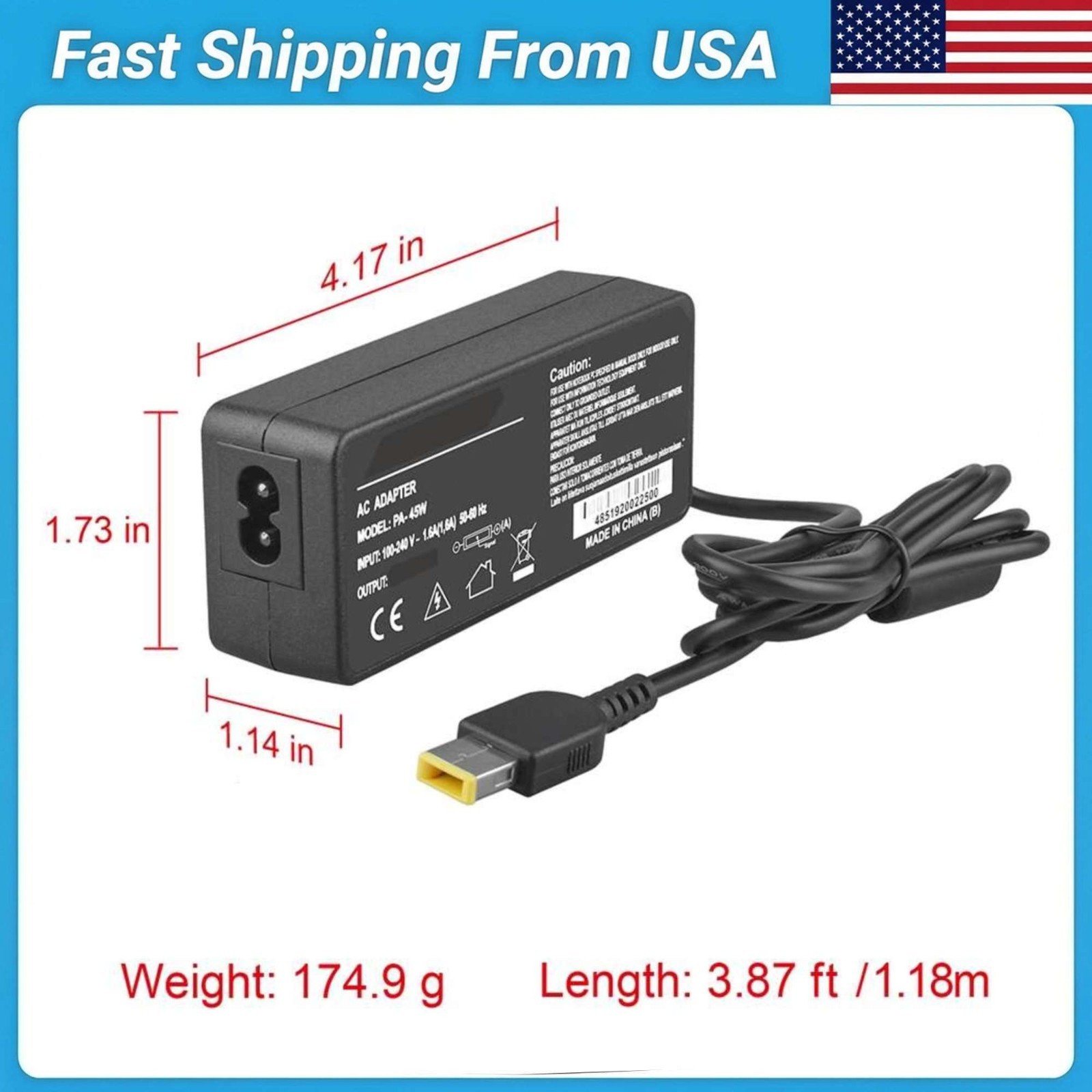20V 2.25A 45W AC Adapter Power Supply Cord for Lenovo ADLX45DLC2A SA10E75792
