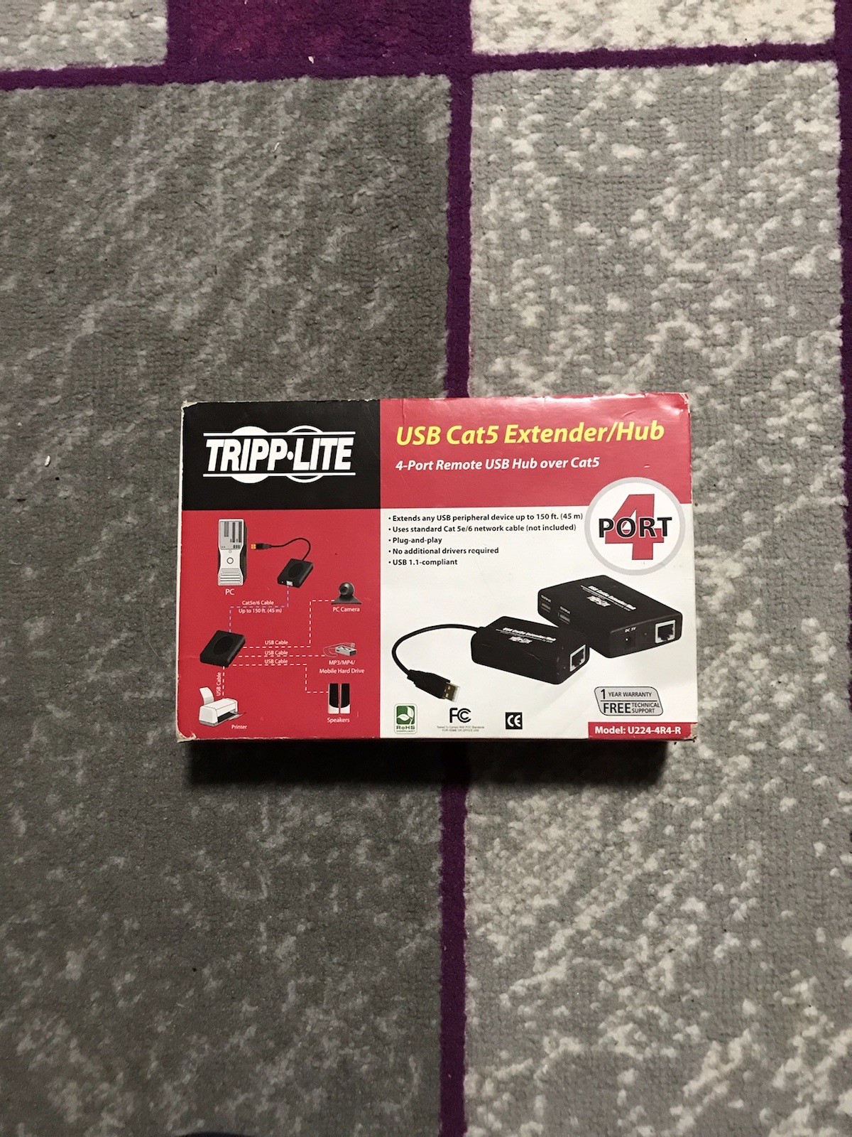 Tripp Lite USB Cat5 Extender/Hub 4 Port