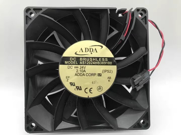 ADDA AS12024HB389100 12038 DC24V 2.10A 12CM 2-Pin High Airflow Cooling Fan