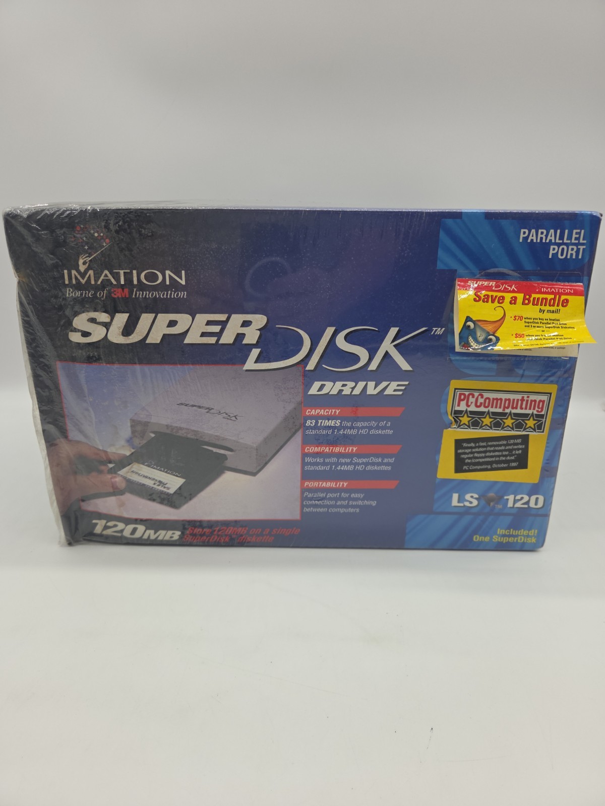NEW Imation Super Disk™ 120MB Drive Parallel Port for Windows - Sealed