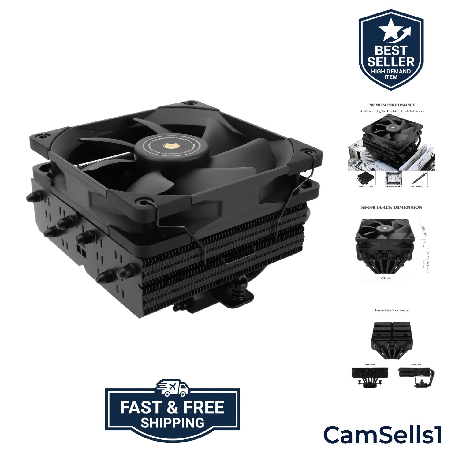 Efficient Air Cooling CPU Cooler for AMD AM4/AM5 & Intel - Low Noise Design