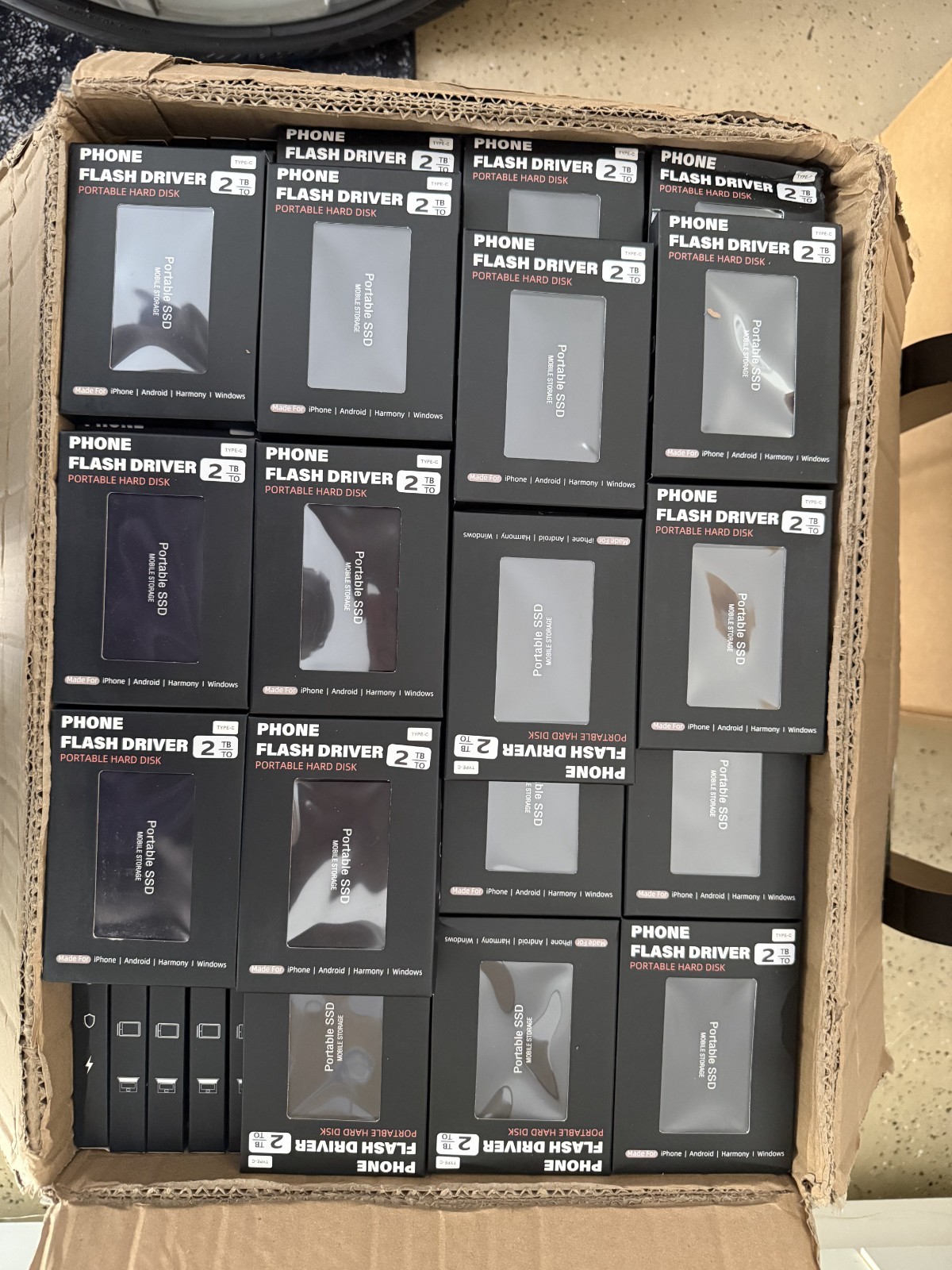 Lot of 10 2TB Portable USB 3.0 External Drives - Works on phones, PC & TV
