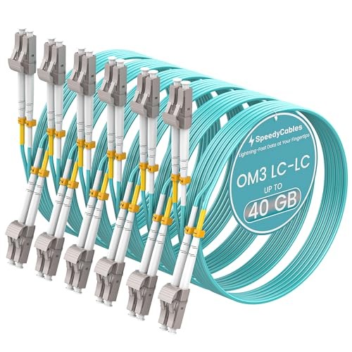 SpeedyCables LC to LC Fiber Patch Cable 2M 6-Pack OM3 Multimode 10G 40G