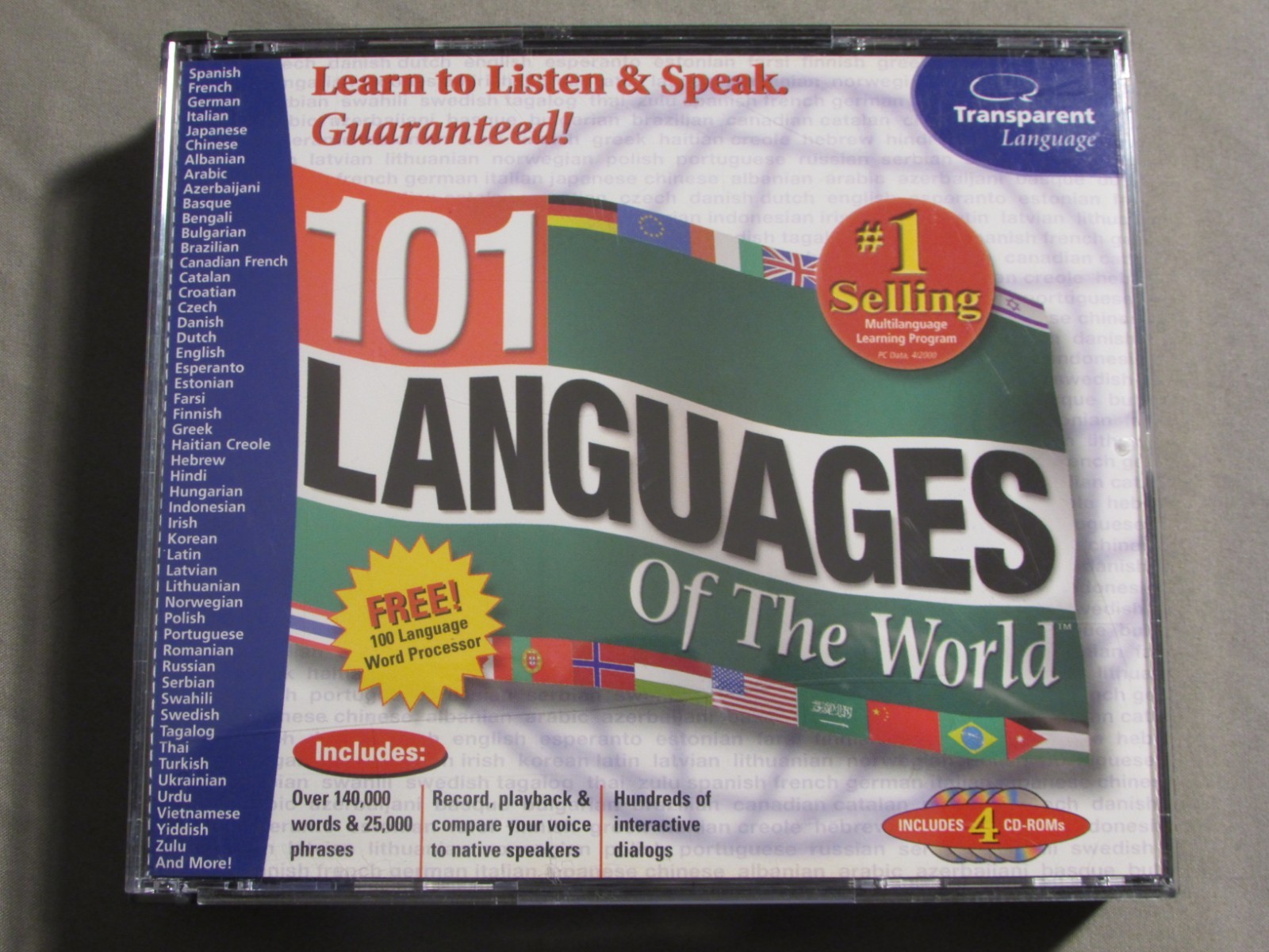 101 Languages Of The World CD-ROM 4 Discs Over 140,000 words/25,000 Phrases OOP
