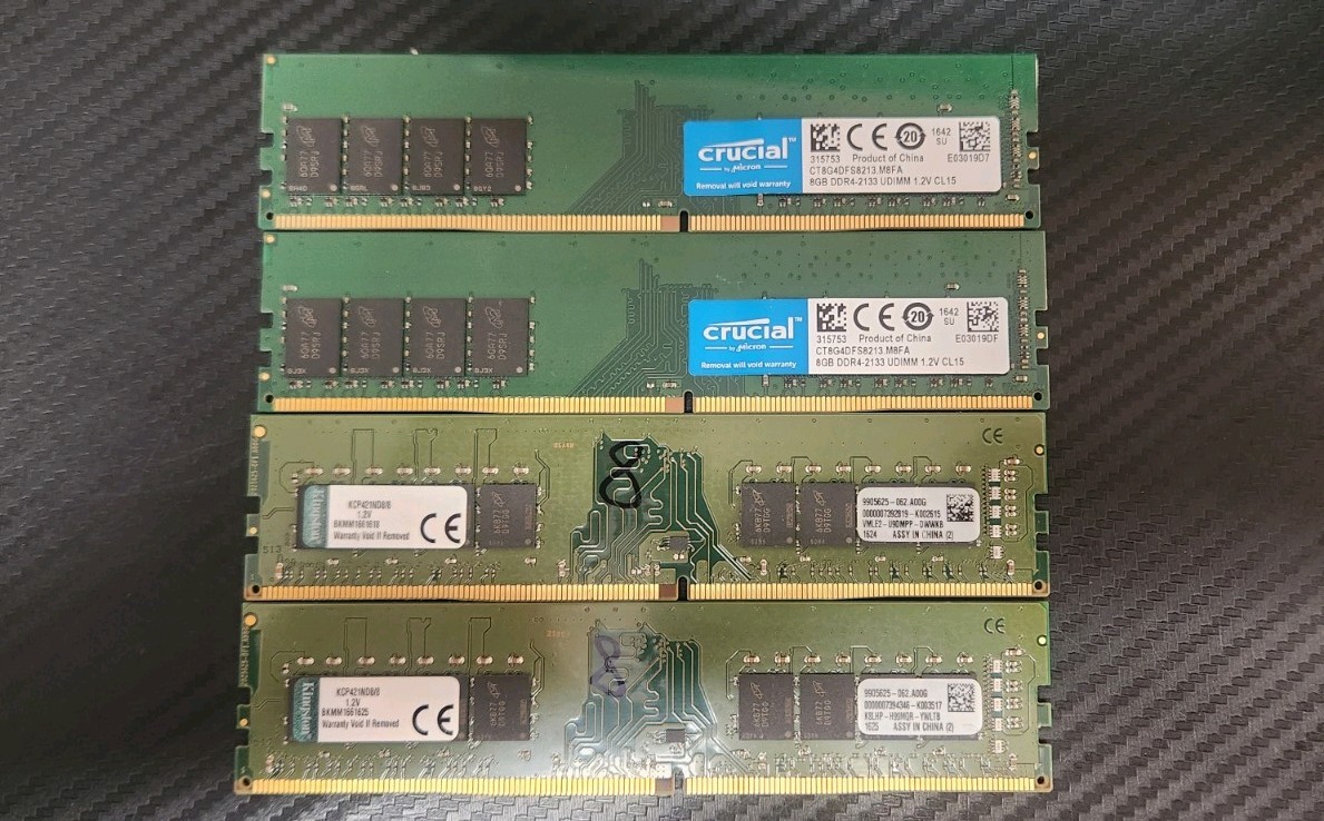 Micron Kingston Crucial 32GB Kit 4x8GB DDR4 2133MHz RAM non-ECC UDIMM - Tested