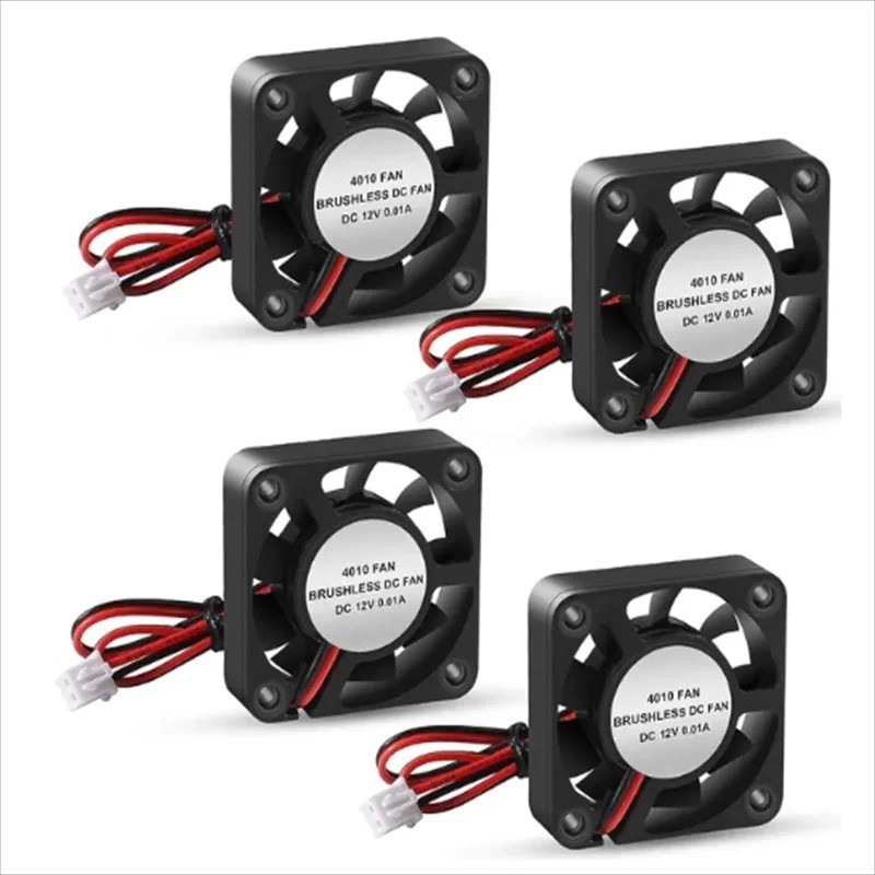 4pcs DC12V Cooling Computer Fans 4010 3D Printer Sleeve Bearing Brushless 2Pin