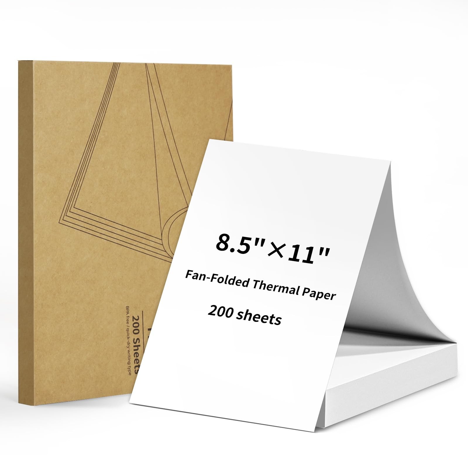 Gloryang Thermal Printer Paper 8.5 x 11 Inch US Letter 200 Sheets, Fan-fold 
