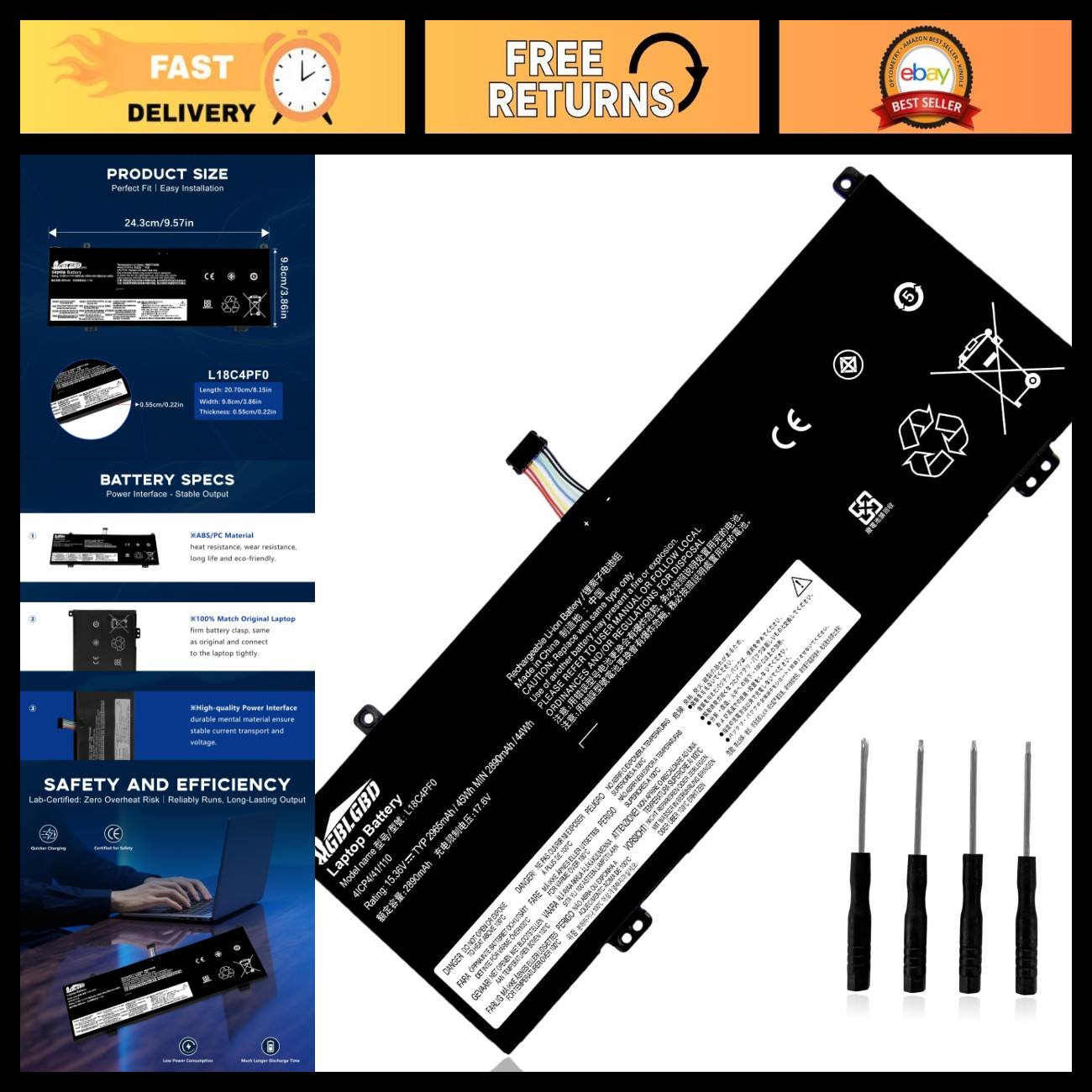 45Wh 4-Cell Laptop Battery Replacement for Lenovo ThinkBook 13s & 14s Series