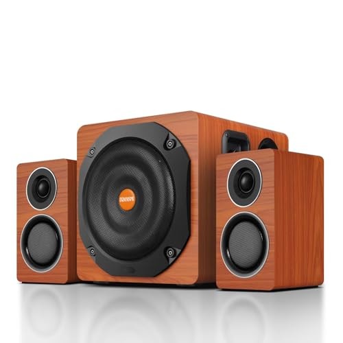 2.1 Computer Speakers with Subwoofer, 100W RMS, Bluetooth 5.3 6.5 inches Brown