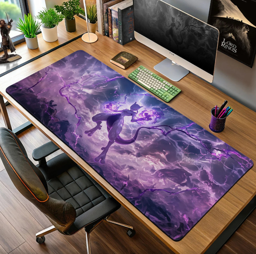 Mewtwo Psychic Storm Mouse Pad, Gaming Desk Mat
