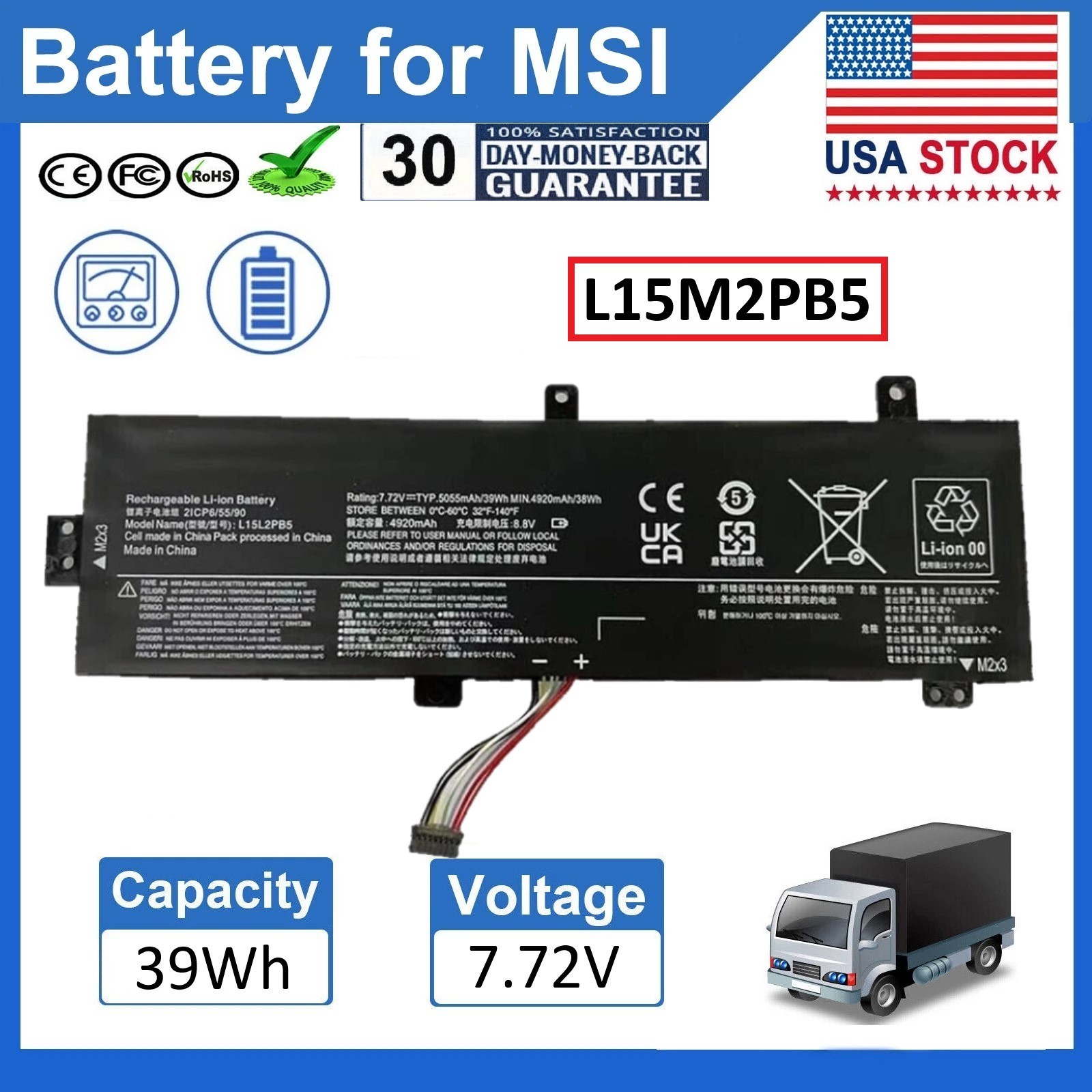 NEW L15L2PB4 L15M2PB5 Battery for Lenovo IdeaPad 310-15ABR 310-15IKB 310-15ISK
