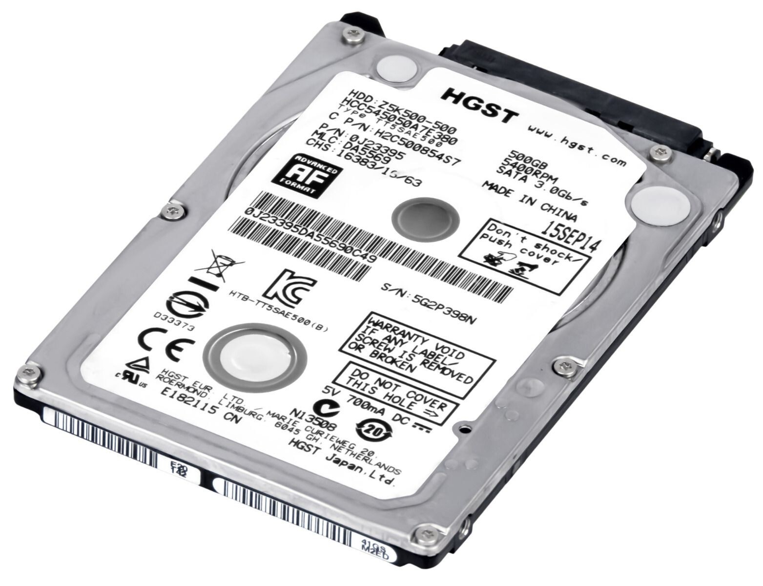 HGST CINEMASTAR Z5K500 HCC545050A7E380 500GB 5.4K 8MB SATA II 2.5" HARD DRIVE