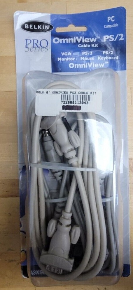 NEW OLD STOCK -  Belkin OmniView A3X982 (1x VGA, 2x PS/2) 6ft Cable Kit