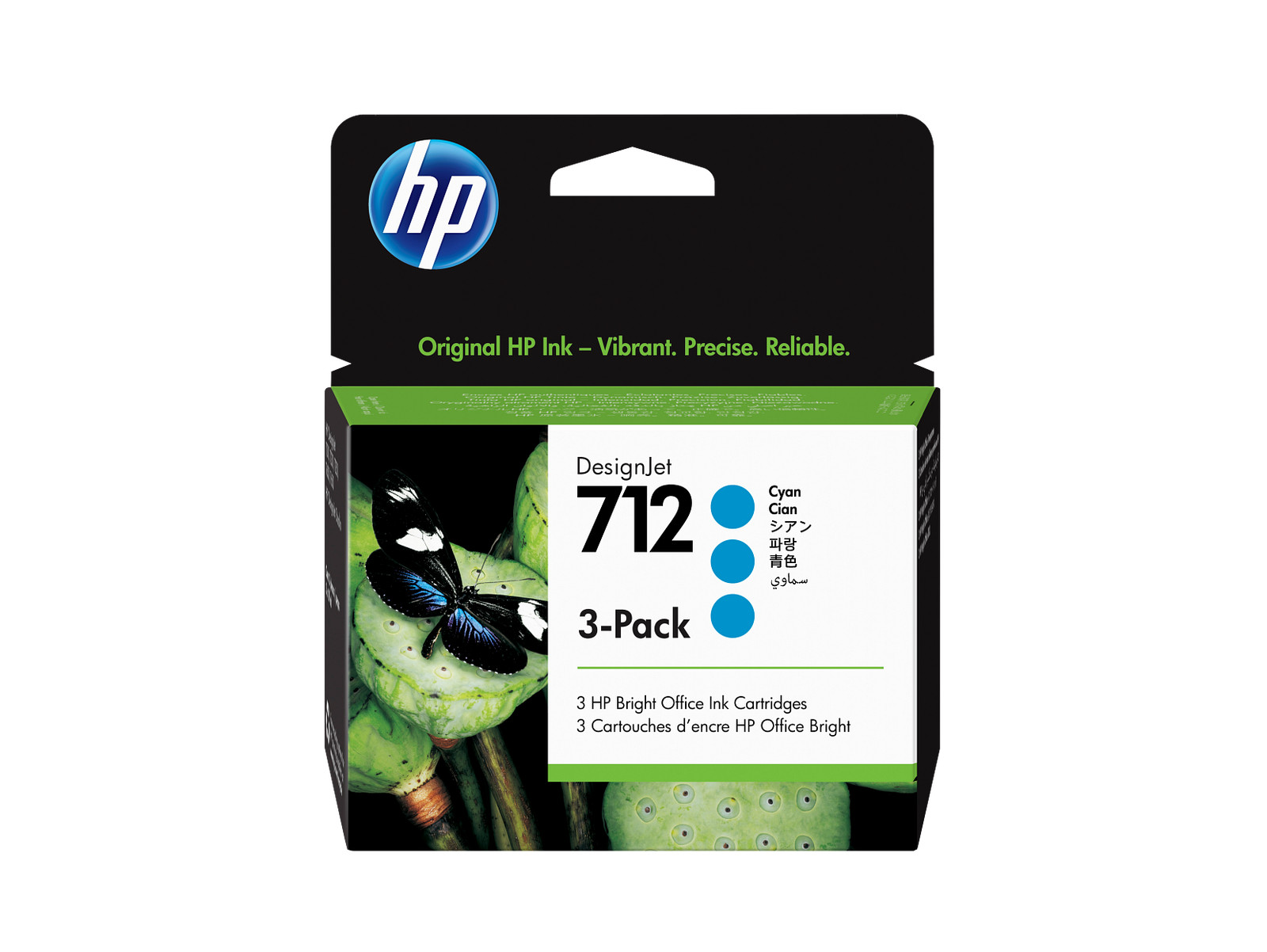 HP 712 3-pack 29-ml Cyan DesignJet Ink Cartridge, 3ED77A