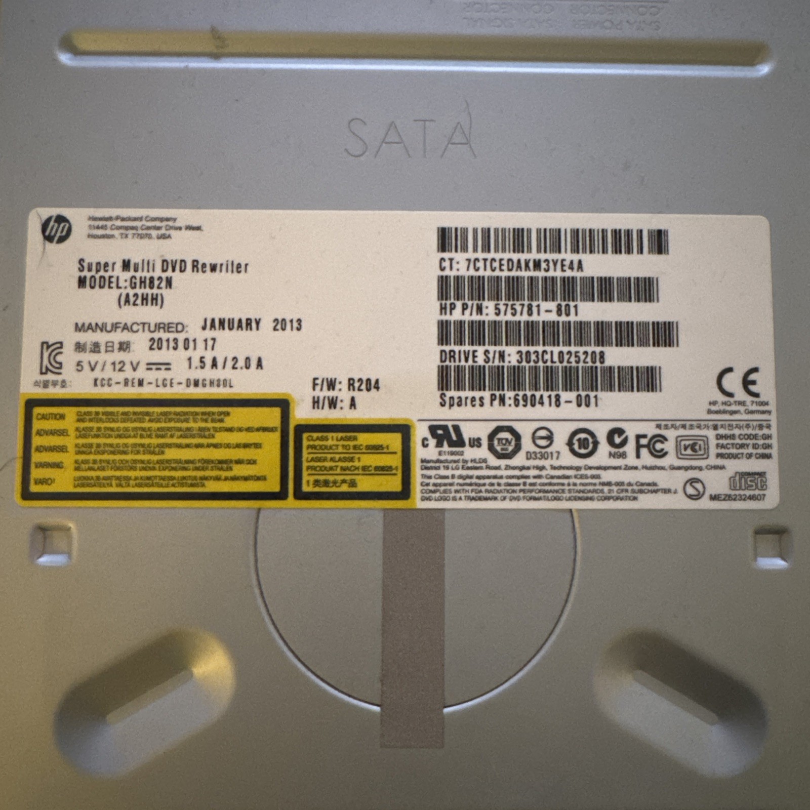 HP Desktop Super Multi DVD Rewriter Model GH82N (A2HH)