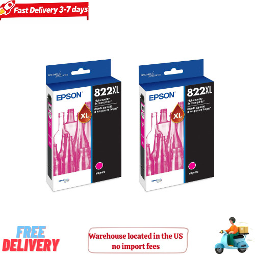 2 pack epson 822xl, magenta high-capacity ink cartridges