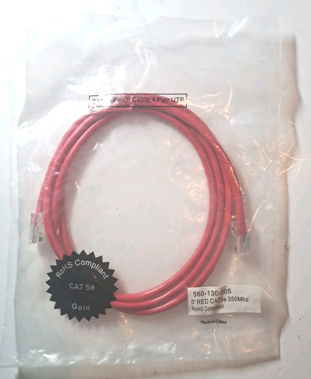 Legrand 5' Red Cat5e Ethernet Patch Cable, 350Mhz, RoHS Compliant NEW 
