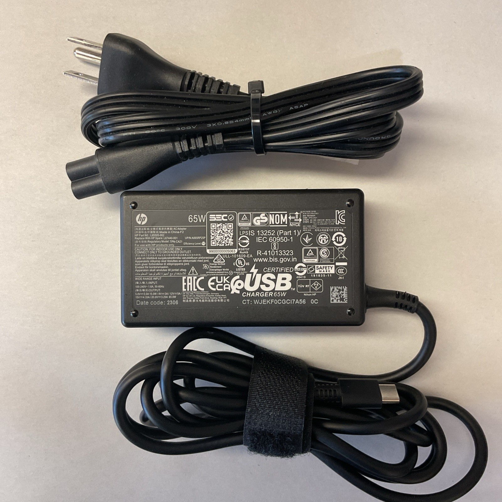 LOT OF 5 GENUINE HP 65W USB C AC Adapter  for HP EliteBook x360 830 840 850 G5