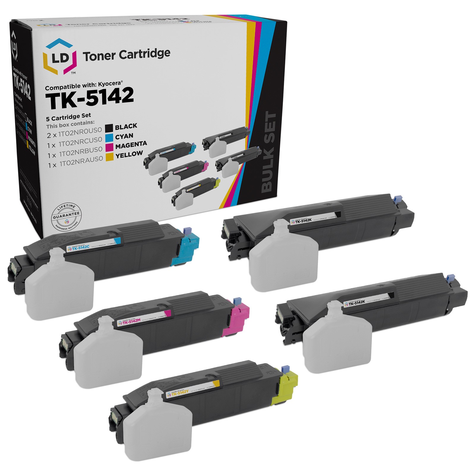 LD Compatible Kyocera-Mita TK-5142 5PK 2B/CMY: 1T02NR0US0/CUS0/BUS0/AUS0