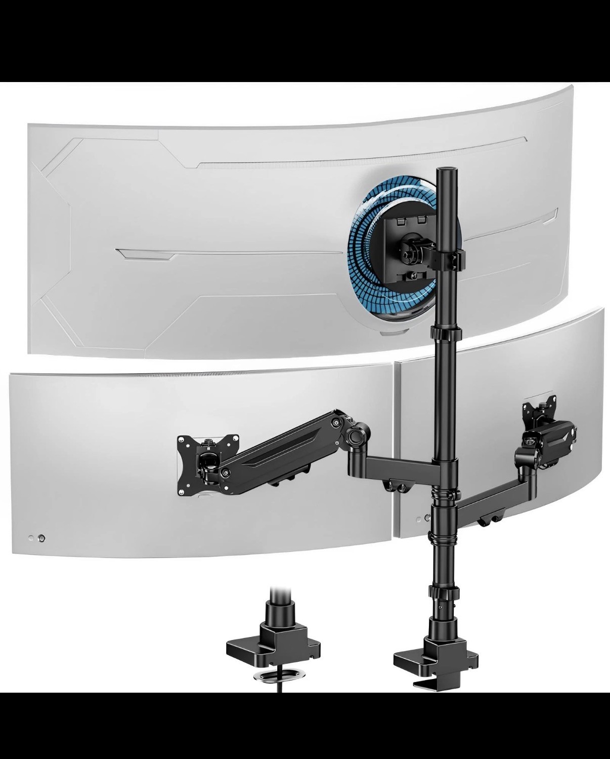Triple Monitor Mount up to 49 inches, Fully Adjustable Heavy Duty 3 Monitor A...