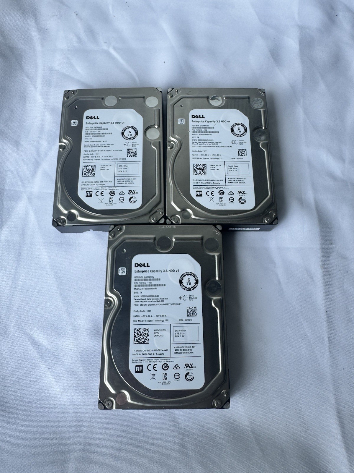 Lot Of 3 Pcs Dell 6TB Enterprise Plus 3.5 HDD v4 ST6000NM0034 SAS 12 GBPs