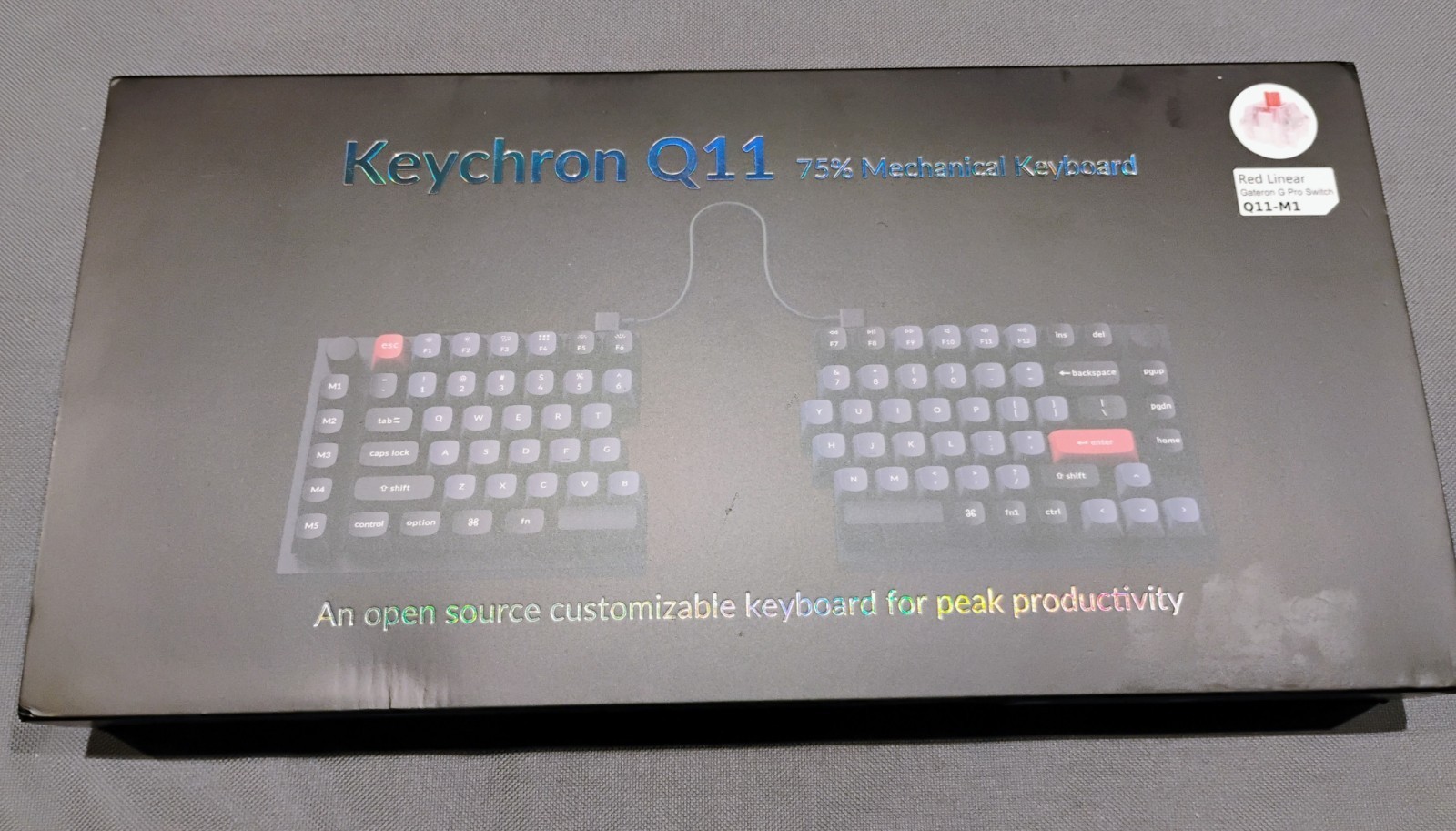 Keychron Q11 QMK/VIA TKL Split Keyboard Ergonomic, 91 Keys 75% Layout Wired Mech