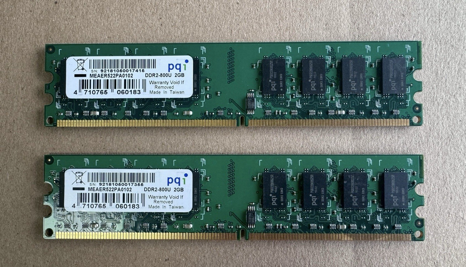 PQI DDR2 800MHz 2GB x2 Desktop Memory RAM Kit (4GB Total) PC2-6400U 1.8V