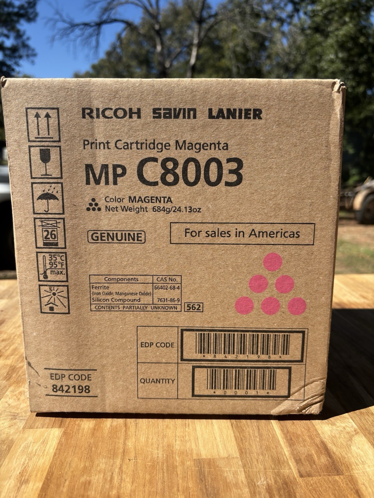 Genuine Ricoh MP C8003 842198 Magenta Toner Print Cartridge OEM - Sealed Box