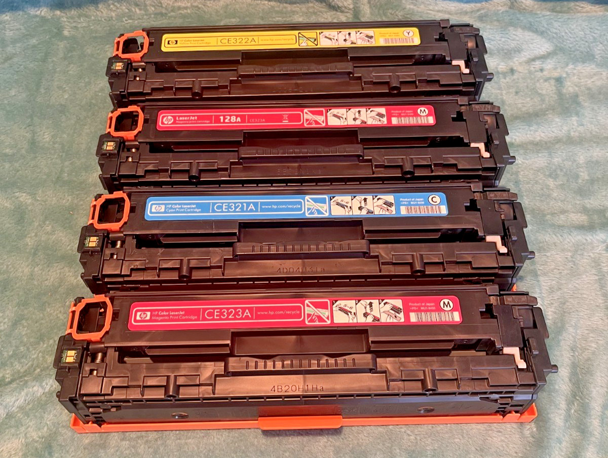 Genuine HP 128A CE323A (2) & CE321A  & CE322A Toner  (NOT Initial / Starter)