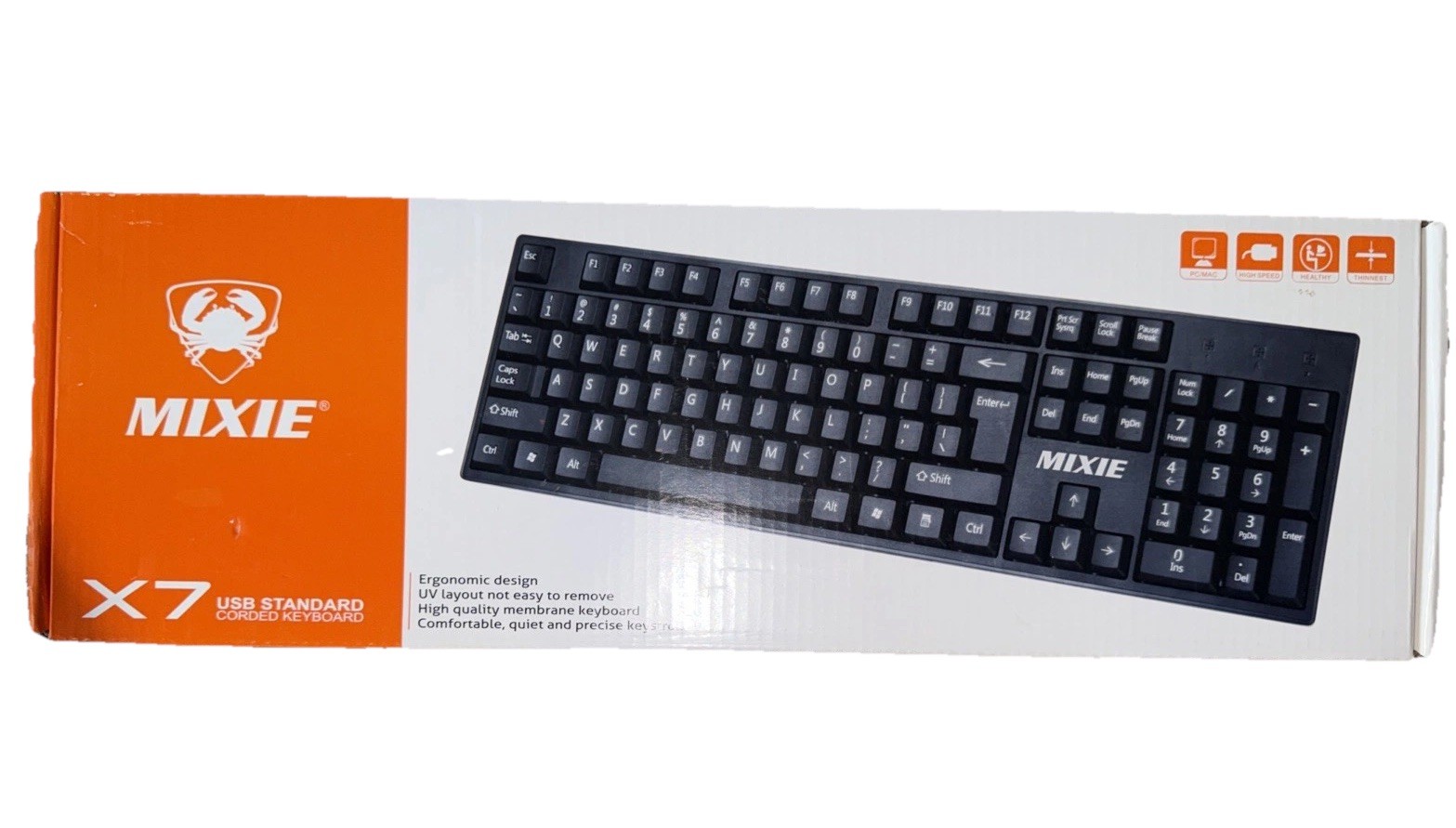 MIXIE X7 USB STANDARD USB KEYBOARD - WIRED, ERGONOMIC, FULL SIZE - BLACK
