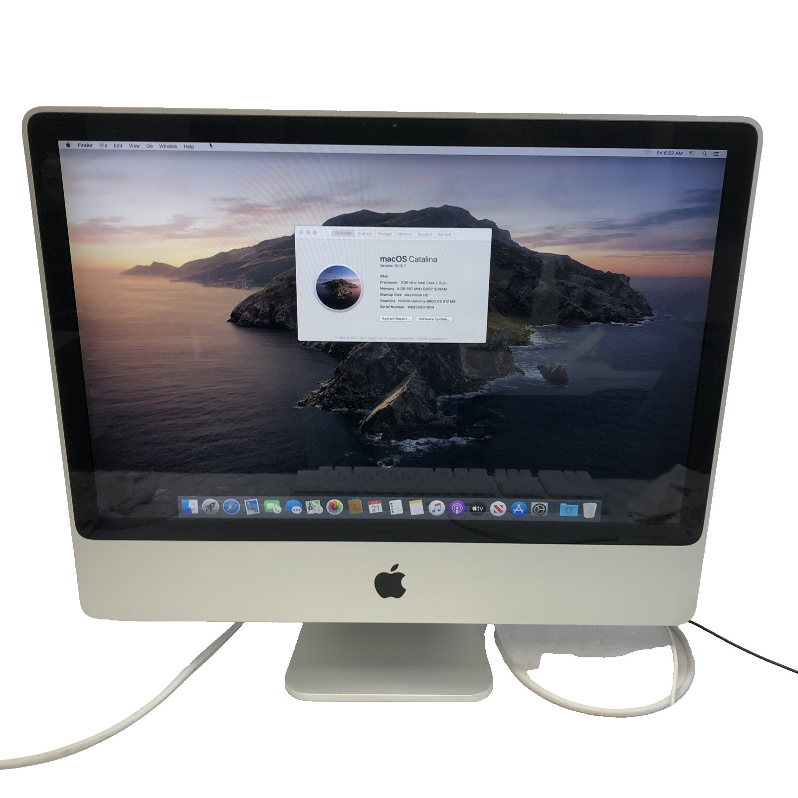 Apple 24" Imac a1225 Core 2 Duo 3.06 Ghz 4 GB Ram 500 GB Hard drive Catalina