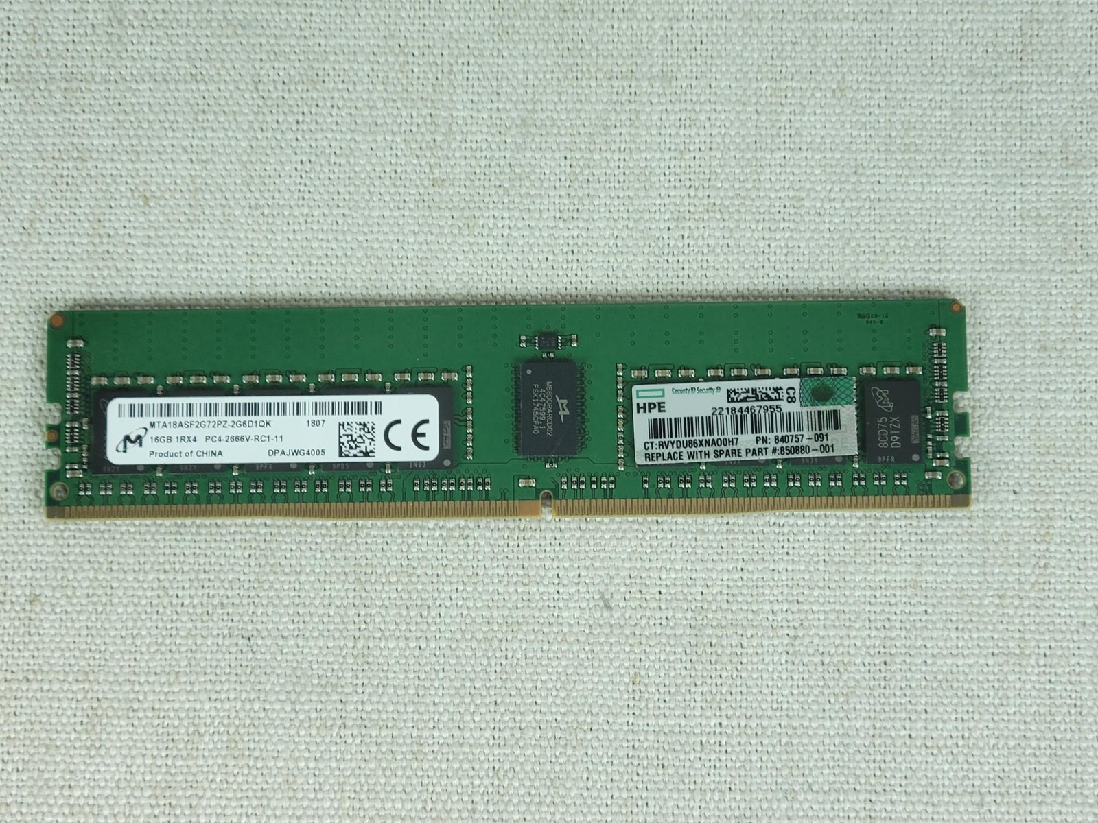 HP 840757-091 16GB 1Rx4 PC4-2666V DDR4 Server Memory DIMM 815098-B21, 850880-001