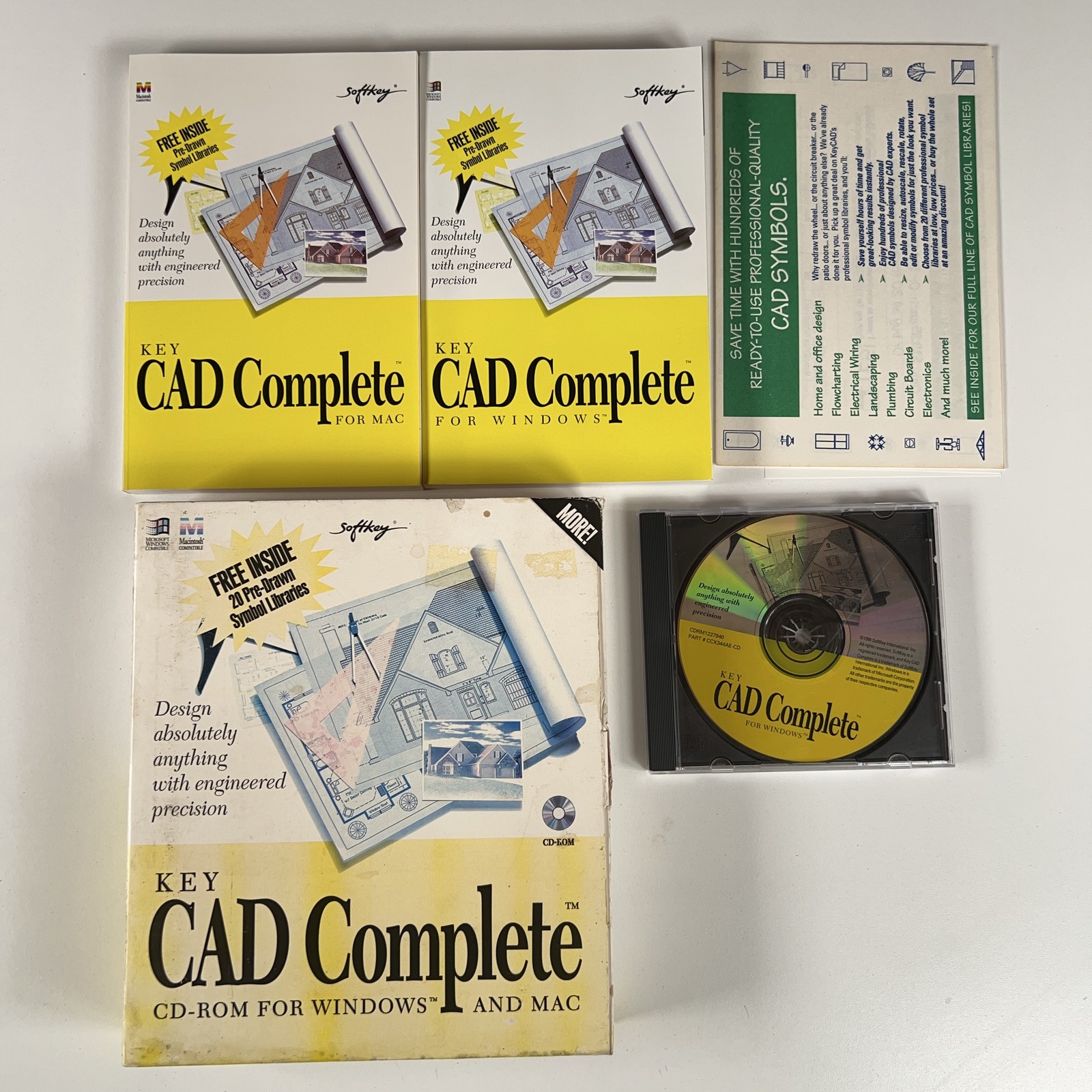 Vintage SoftKey Key CAD Complete CAD Software CD-ROM Windows Mac