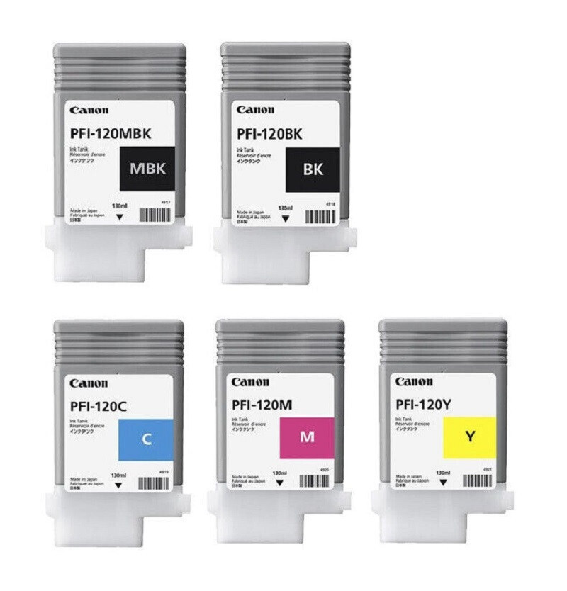 5 x Genuine Ink Canon TM-200 TM-205 TM-300 TM-305 GP-200 / PFI-120 INK SET