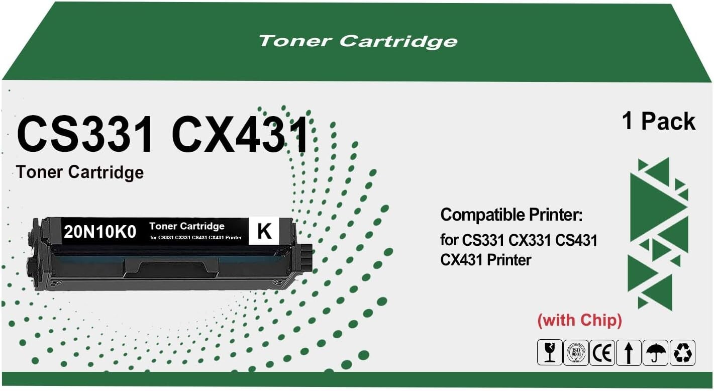 1 Pack 20N10K0 Black Toner Cartridge  Compatible for CS331 CX331 CS431 CX431