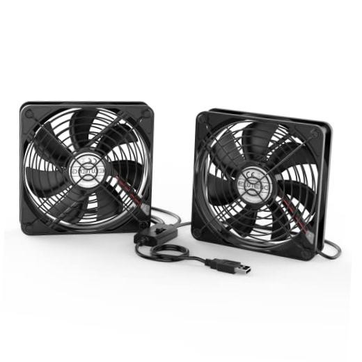 ELUTENG Dual USB Fan with 3 Speeds 5V Ventilator Fan Portable Cooling Fan 120mm