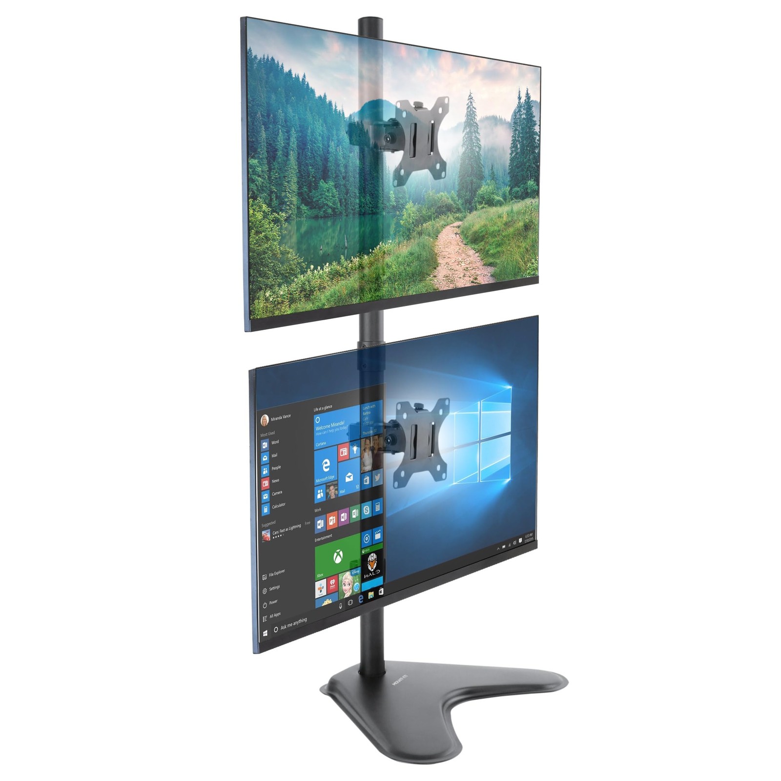 Mount-It Vertical Dual Monitor Stand, Freestanding Stacked Monitor Mount for...