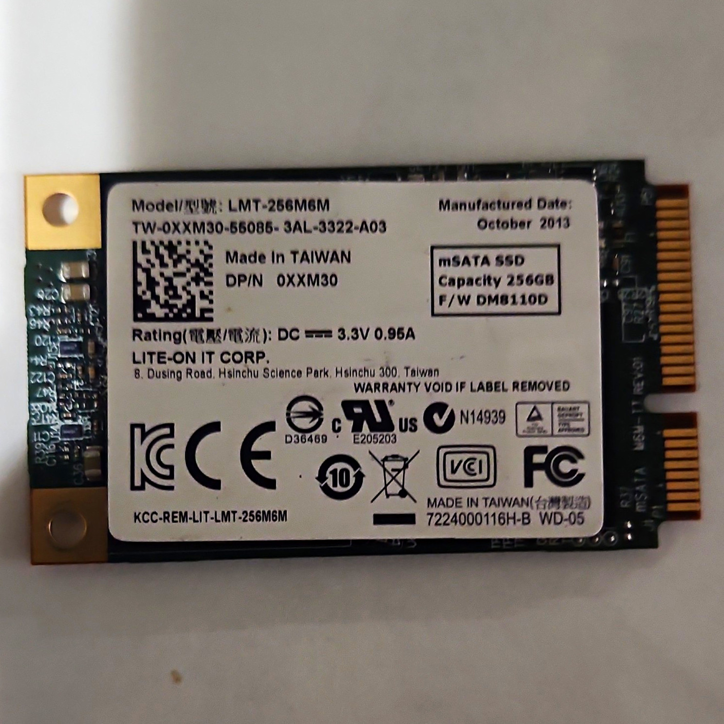 Lite-On LMT-256M6M 256GB mSATA Internal SSD Solid State Drive Black